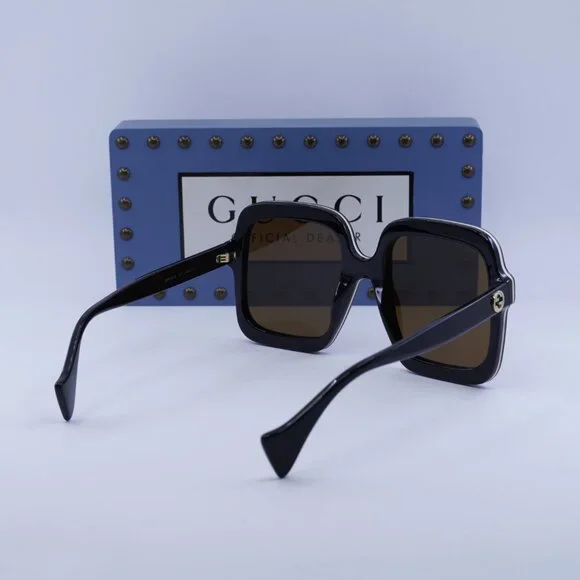 Gucci GG1241S 001 Square Sunglasses - Black/Brown - Picture 10 of 11